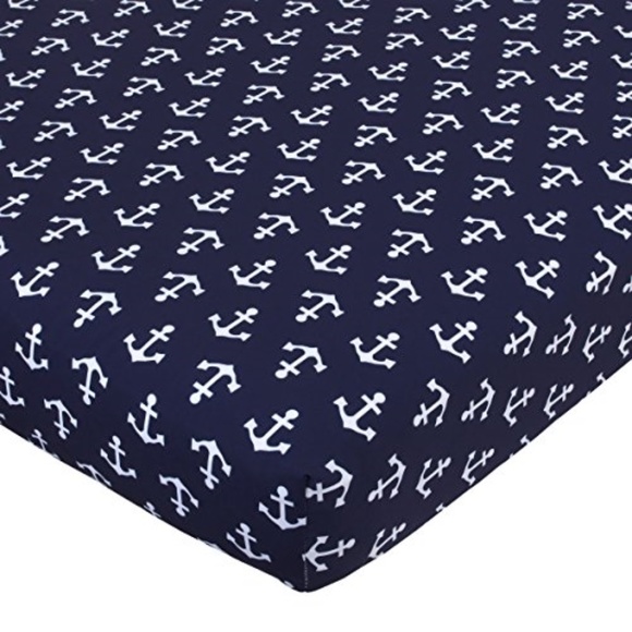 Navy/White Anchors Crib Sheet by NoJo - Picture 3 of 3